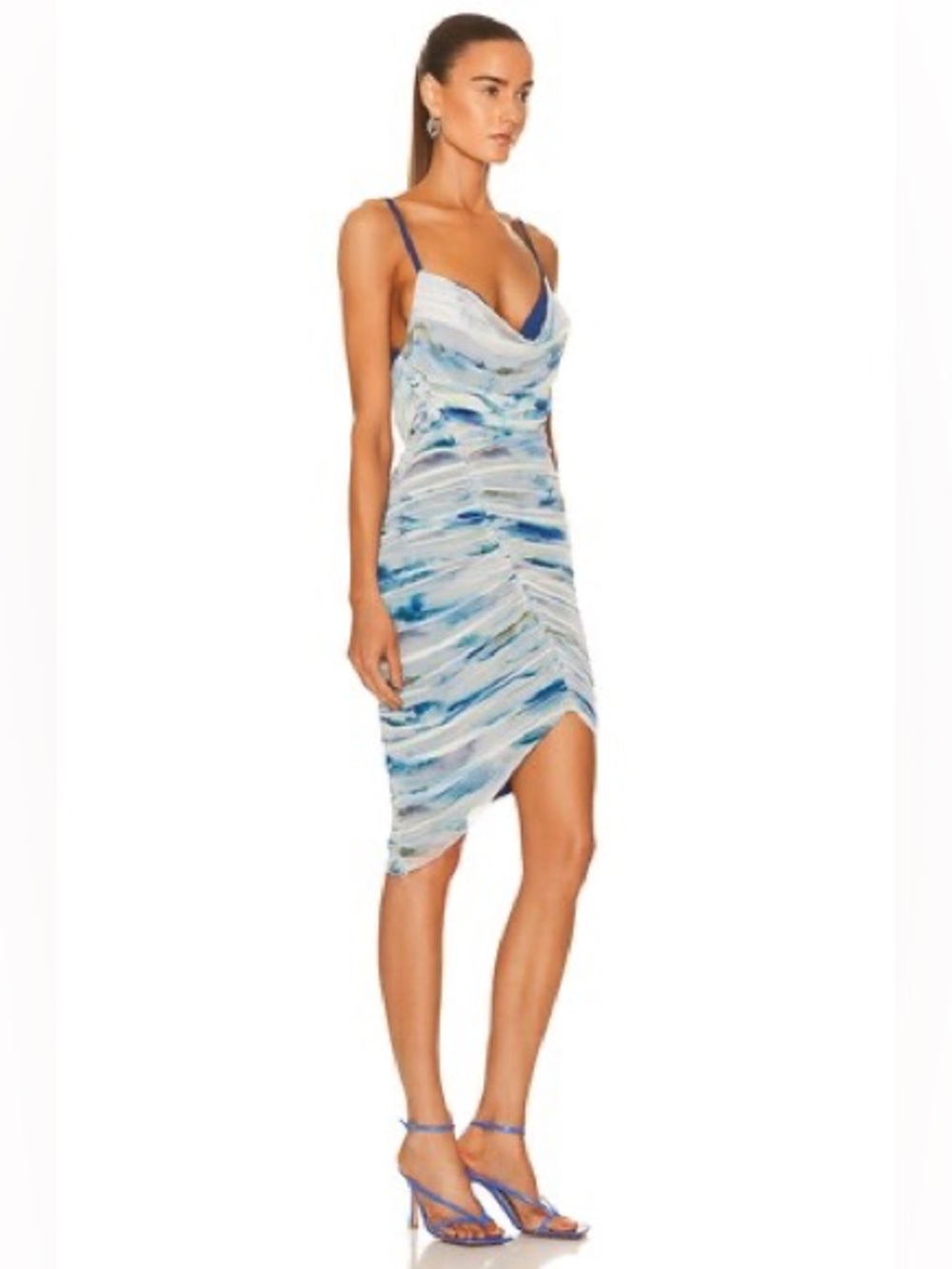 NWT Jonathan Simkhai Trixie Watercolor Blue Mini Dress Size Small